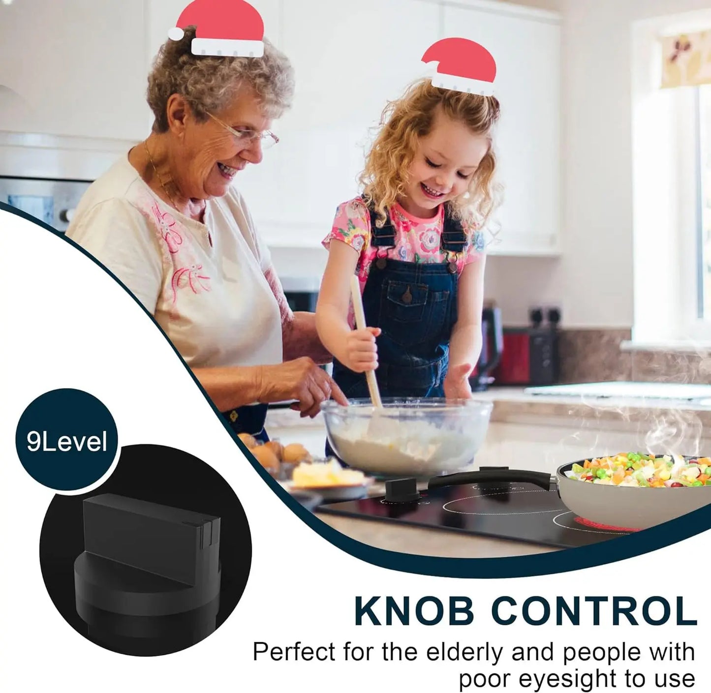 Plaque de Cuisson Vitrocéramique, Karinear 30 CM Plaque Vitrocéramique 2 Feux, Table de Cuisson Electrique sans Prise, Verre Mat, 3000W, Noir