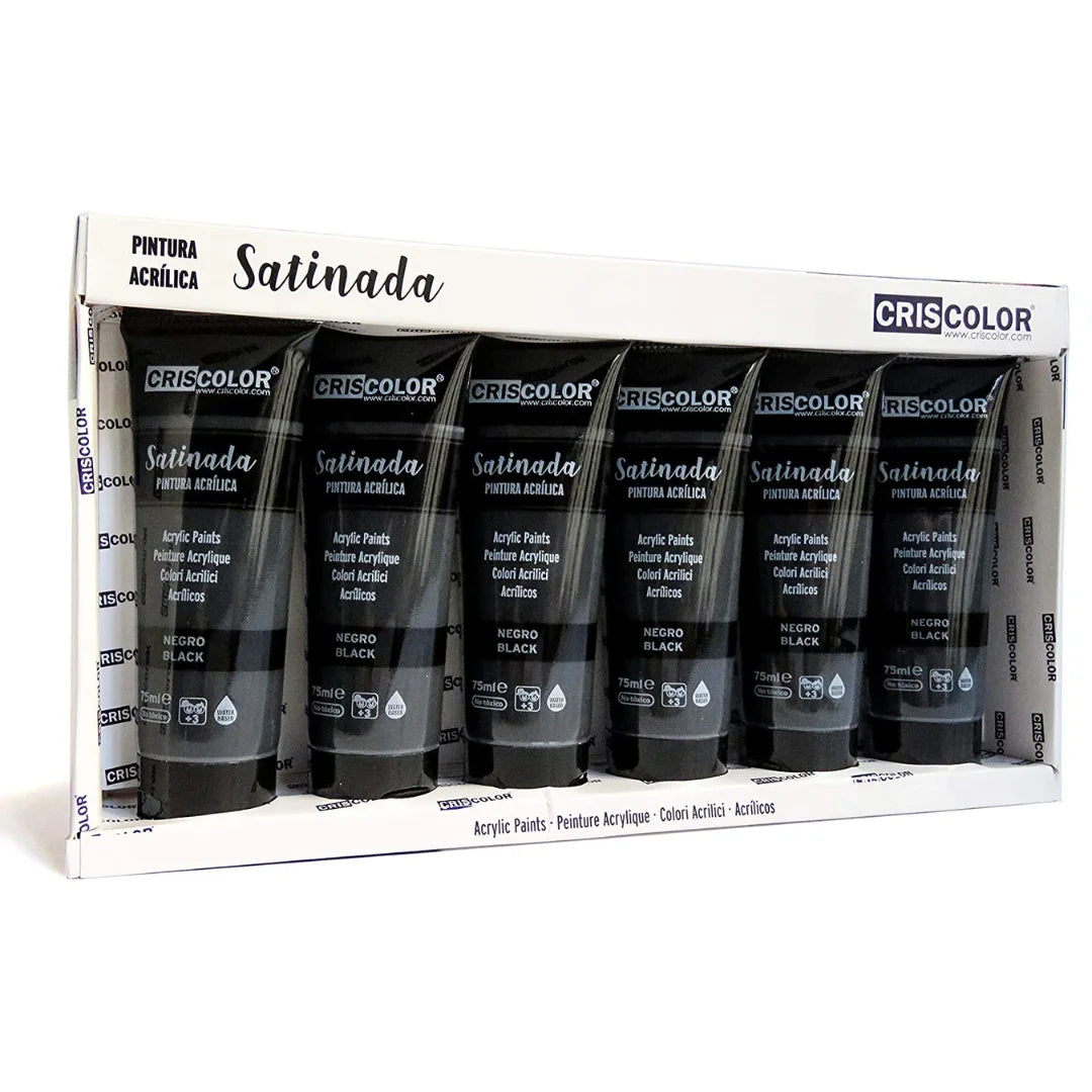 KROWN-peinture acrylique 75 ml. Bricolage Pro Set 6 couleurs Pigments de base riche ensemble de peinture acrylique Non toxique pour les entretoises débutants enfants artisanat toile bois céramique tissu