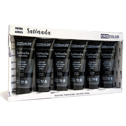 KROWN-peinture acrylique 75 ml. Bricolage Pro Set 6 couleurs Pigments de base riche ensemble de peinture acrylique Non toxique pour les entretoises débutants enfants artisanat toile bois céramique tissu