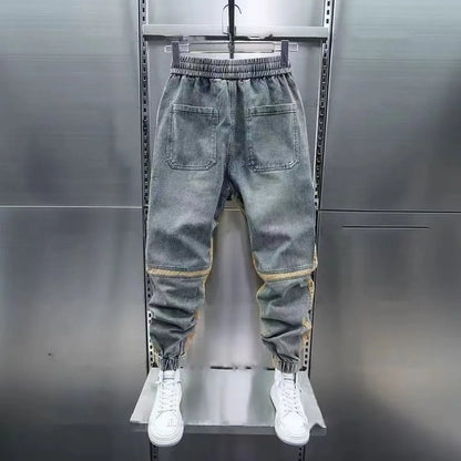 Patchwork Design mode Streetwear jambe large jean mode sarouel marque de luxe vêtements pour hommes