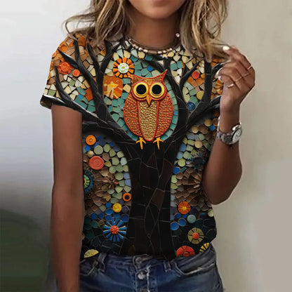 T-shirt manches courtes pour femmes, estival et à la mode, avec imprimé graphique 3D de théâtre