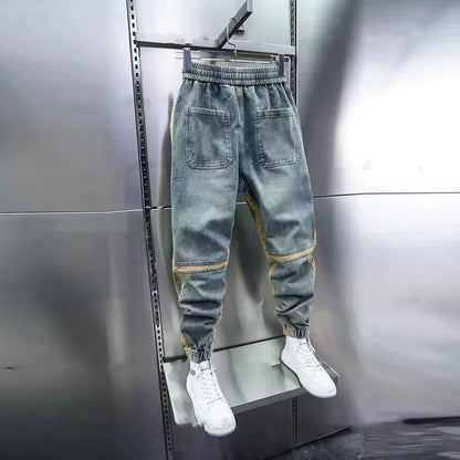 Patchwork Design mode Streetwear jambe large jean mode sarouel marque de luxe vêtements pour hommes
