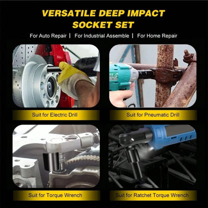 Jeu de douilles à percussion à 6 points, 1/2 pouces, 10 pièces, tailles métriques 8-24m, jeu de douilles à percussion en acier au carbone avec boîte de rangement rigide