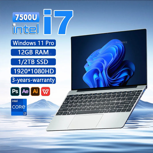 Ordinateur portable Windows 11, 12 Go de RAM, 1 To SSD, Intel Core i7, 7500U