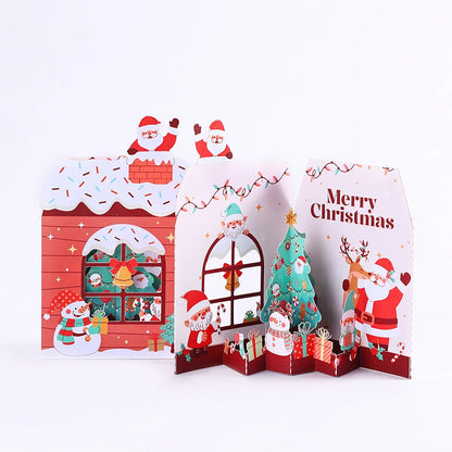 Cartes de vœux pour arbre de noël, carte Pop-Up tridimensionnelle pour chat, carte postale 3D avec enveloppe, fournitures de vacances