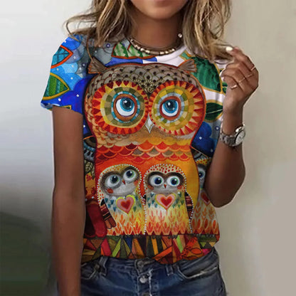 T-shirt manches courtes pour femmes, estival et à la mode, avec imprimé graphique 3D de théâtre