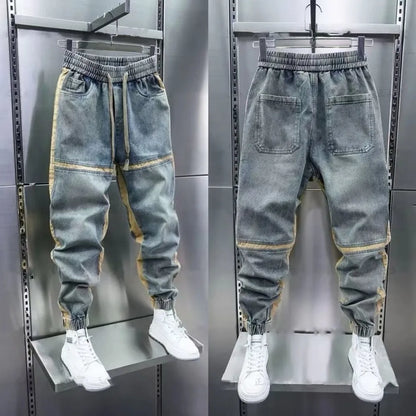 Patchwork Design mode Streetwear jambe large jean mode sarouel marque de luxe vêtements pour hommes