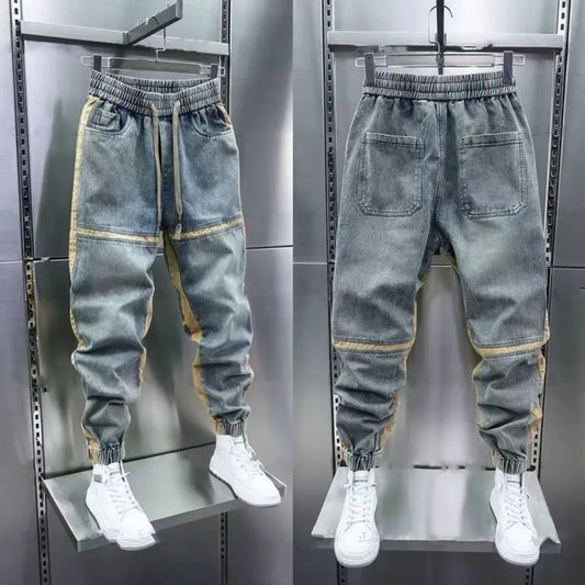 Patchwork Design mode Streetwear jambe large jean mode sarouel marque de luxe vêtements pour hommes