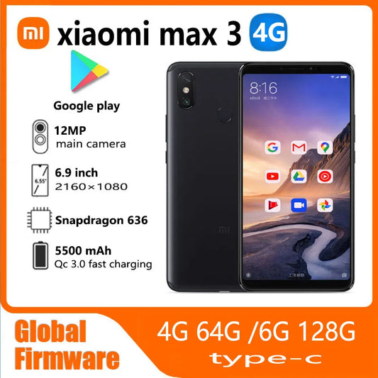 Xiaomi Mi Max 3 Smartphone, 4G, Snapdragon 636, Qualified Ale Recognition, Rear Fingerprint, Used Phone