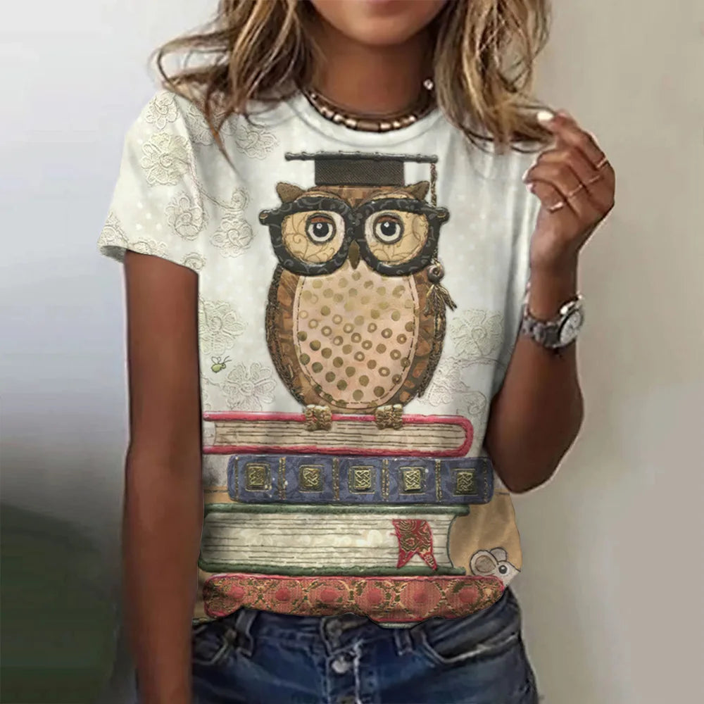 T-shirt manches courtes pour femmes, estival et à la mode, avec imprimé graphique 3D de théâtre