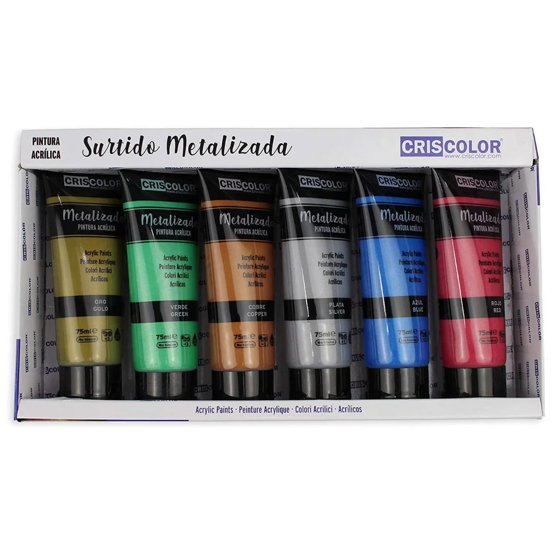 KROWN-peinture acrylique 75 ml. Bricolage Pro Set 6 couleurs Pigments de base riche ensemble de peinture acrylique Non toxique pour les entretoises débutants enfants artisanat toile bois céramique tissu