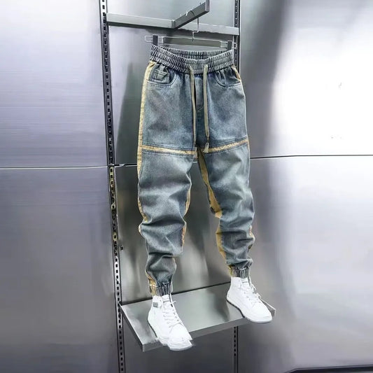 Patchwork Design mode Streetwear jambe large jean mode sarouel marque de luxe vêtements pour hommes