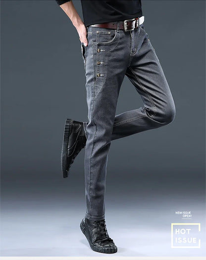 Jean Slim en Denim pour Homme, Pantalon Crayon Décontracté, Nouvelle Collection Printemps et Automne
