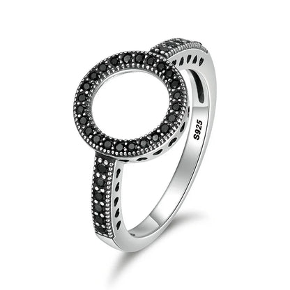 BAMOER-Bagues rondes en argent regardé 100% pour femme, cercle CZ, bijoux, cadeau de Noël, 925 authentique, toujours clair, SCR041