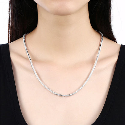 DOTEFFIL 925 argent Sterling 16/18/20/24/22/24/26/30 pouces 3mm serpent chaîne collier pour femme homme mariage fiançailles bijoux