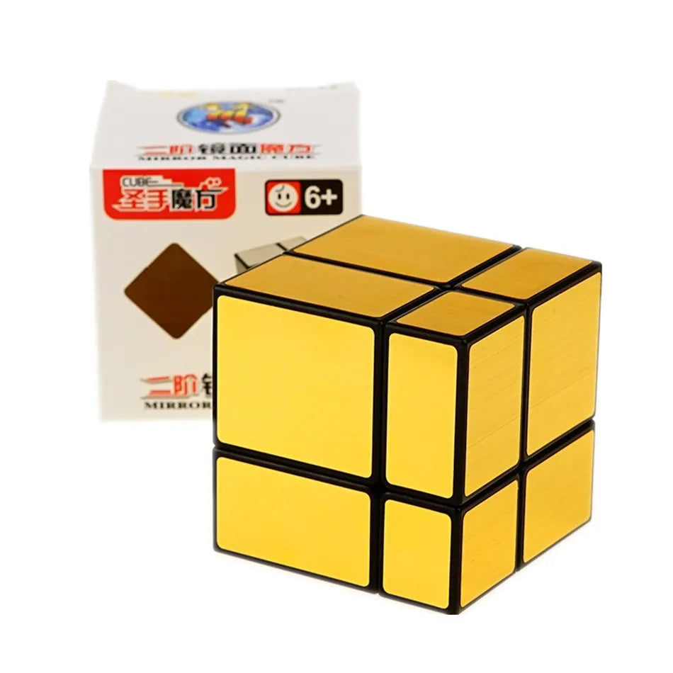 Shengshou 2x2x2 Cube miroir magique 5.7 cm vitesse Puzzle magique Cube 2x2 Cubo Magico autocollant apprentissage éducation Cubes pour les enfants