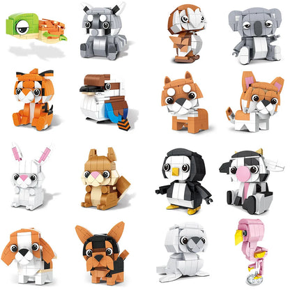 Vente unique créatif 3D Mini Animal bloc ensemble bricolage chien tigre lapin écureuil pingouin hibou Koala vache construction brique jouet pour les enfants