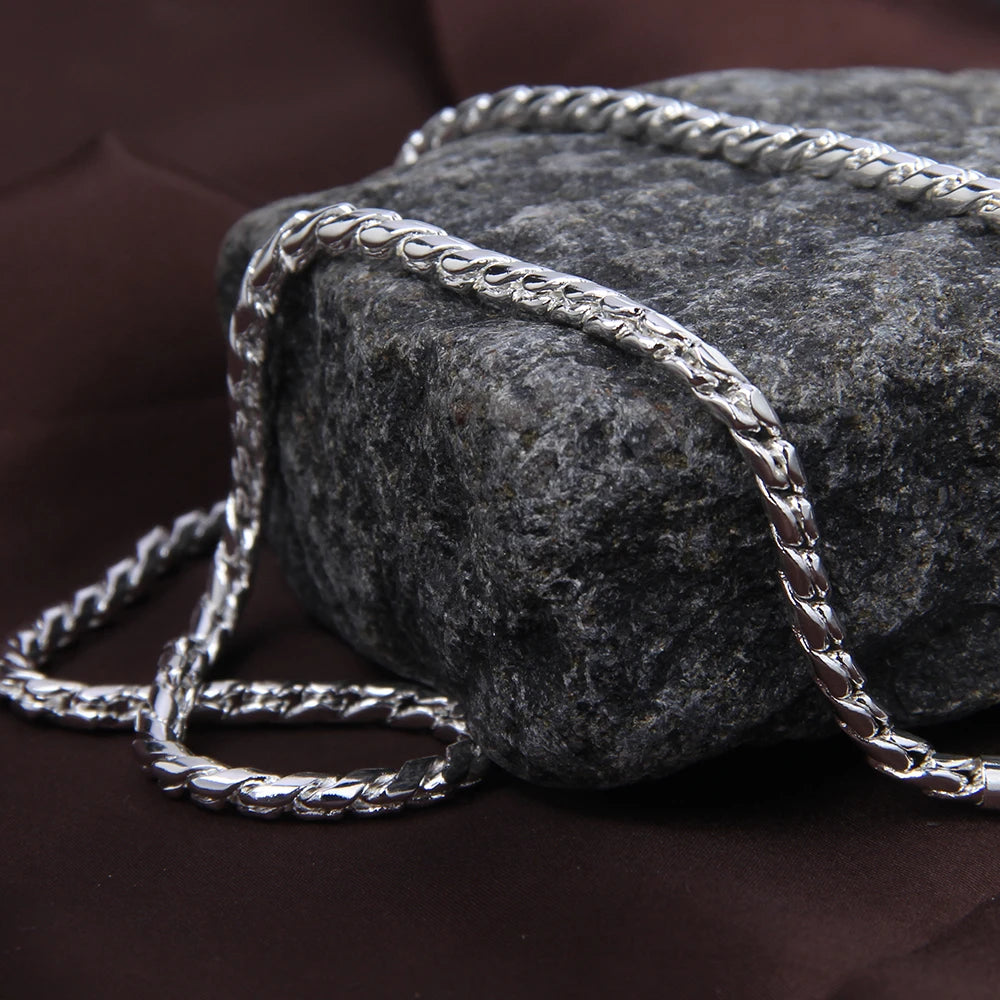 DOTEFFIL 925 argent Sterling 5mm serpent chaîne collier femme homme mode Simple 20 pouces chaîne bijoux