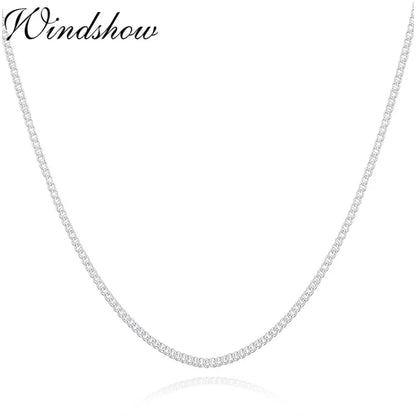 Colliers fins en argent regardé pur 925 pour femmes et filles, bordure latérale JoChoker, bijoux de la présidence, 35-80cm, 1mm