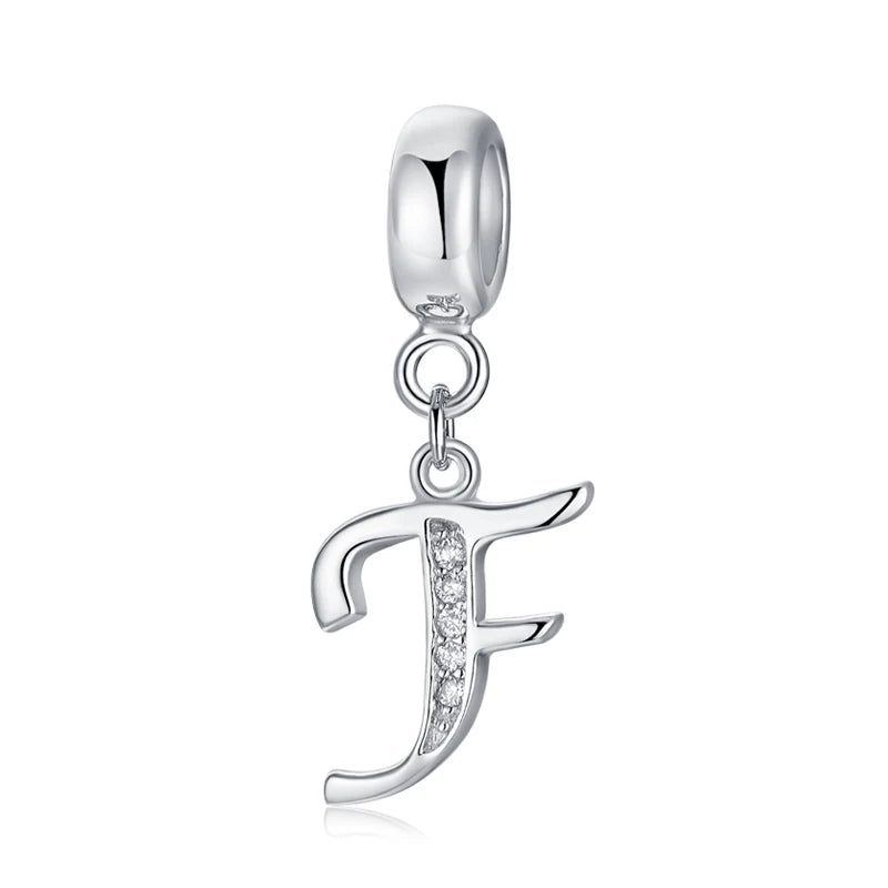 925 argent Sterling breloque perle Vintage Alphabet A-Z lettre pendentif breloques ajustement marque Bracelets colliers femmes bijoux à bricoler soi-même