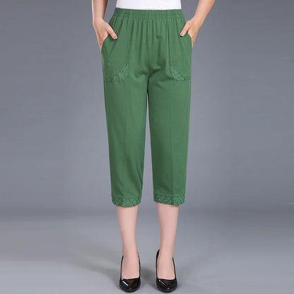 Pantacourt en pur coton pour femme, pantalon décontracté, taille élastique, grande taille 4XL, été 2025