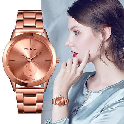 WoMaGe montres femmes montres en or en acier inoxydable montres à Quartz