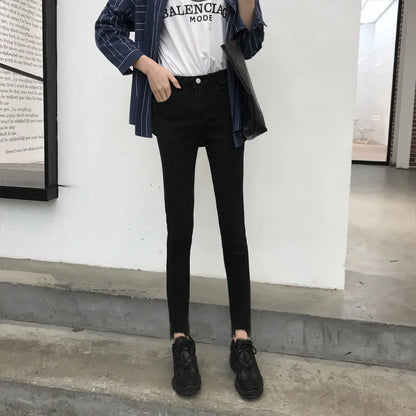 Jean skinny taille haute pour femme, pantalon en denim, leggings rétro, pantalon slim, surintendant ser, streetwear décontracté, longueur de rinçage