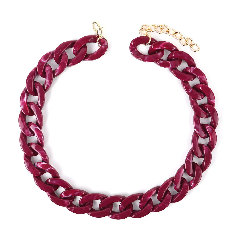 FishSheep-Collier de collier JoChoker en acrylique pour hommes et femmes, Rock Punk, Chunky Curb Optics, Bijoux Boho, 26 couleurs