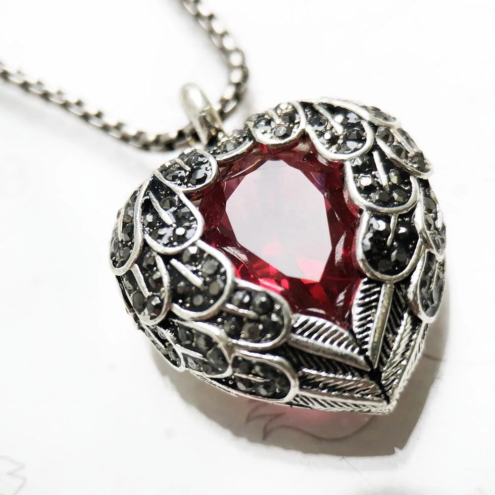 Collier avec pendentif en forme de cœur à ailes rouges, chaîne à maillons de marque, bijoux à la mode, Style européen, argent sterling 925, cadeau pour femmes