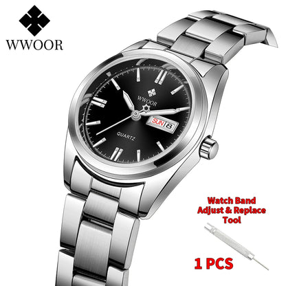 WWOOR-Montre à Quartz en Acier Inoxydable pour Femme, Étanche,