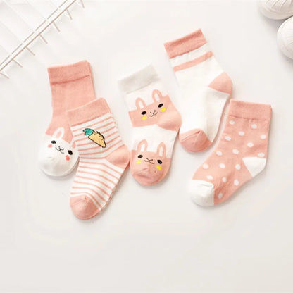5 paires / lots de chaussettes en coton doux pour enfants garçons filles bébé bande de mode bande chaude automne hiver 0-8 ans chaussettes de dessin animé pour enfants