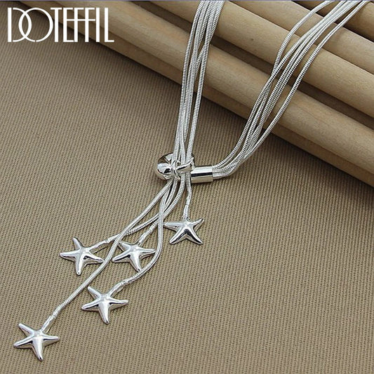 DOTEFFIL 925 en argent Sterling cinq serpent chaîne étoile de mer collier pour les femmes de fiançailles de mariage bijoux de mode
