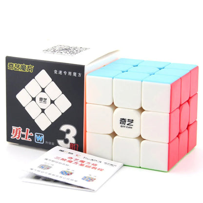 Qiyi Warrior W 3x3x3 Cube de vitesse sans colle Transparent professionnel Cube magique Puzzles jouets éducatifs colorés pour les enfants