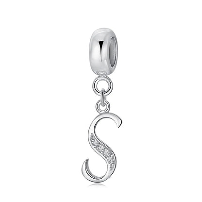 925 argent Sterling breloque perle Vintage Alphabet A-Z lettre pendentif breloques ajustement marque Bracelets colliers femmes bijoux à bricoler soi-même
