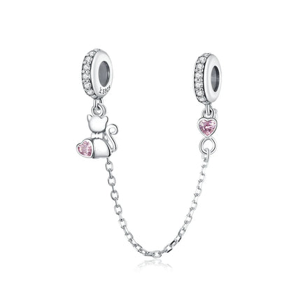 Meilleure vente 100% argent Sterling 925 la clé de coeur silicone sécurité chaîne breloque Wostu Original perles Bracelet bijoux CQC606