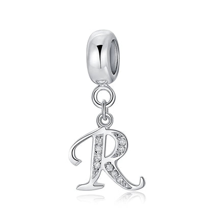 925 argent Sterling breloque perle Vintage Alphabet A-Z lettre pendentif breloques ajustement marque Bracelets colliers femmes bijoux à bricoler soi-même