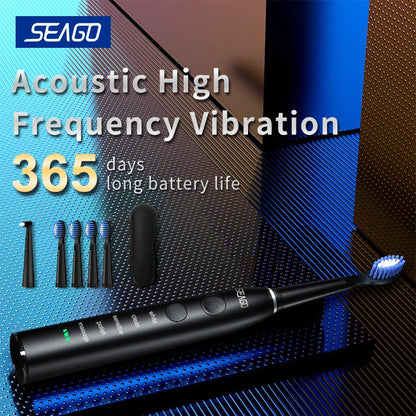 Seago brosse à dents électrique sonique SG-575 USB Charge Rechargeable adulte étanche brosses à dents électroniques têtes de rechange cadeau