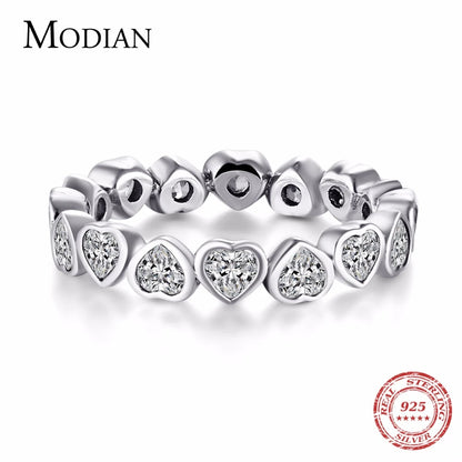Modian – bague classique en argent sterling 925, zircone cubique, bijoux, cœurs d'amour, éternité