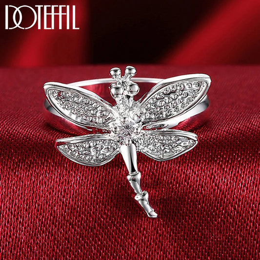 DOTEFFIL 925 bague libellule en argent Sterling pour les femmes