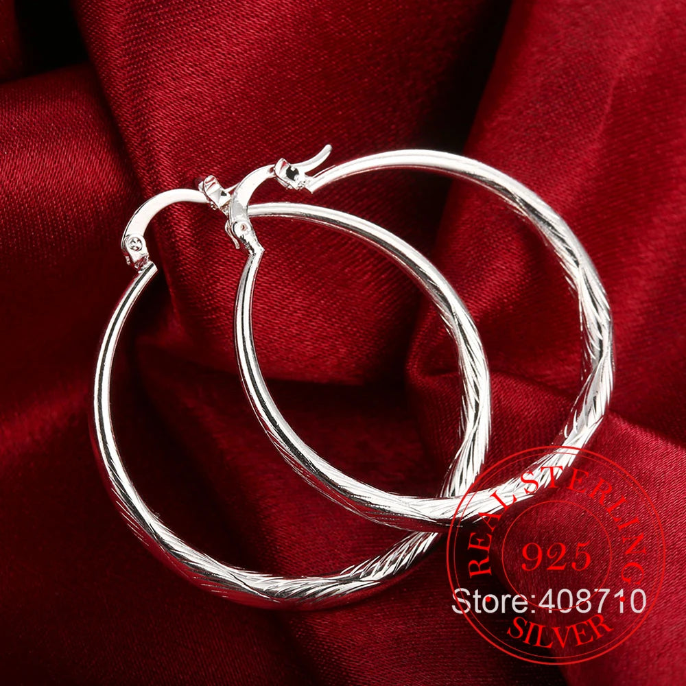 Boucles d'oreilles rondes Hip Hop en argent Sterling 925 pour femmes, grand cercle de 4.0cm,