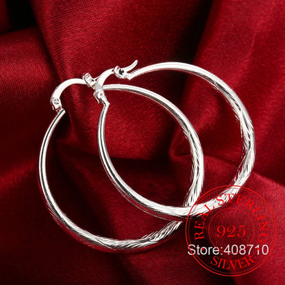 Boucles d'oreilles rondes Hip Hop en argent Sterling 925 pour femmes, grand cercle de 4.0cm,