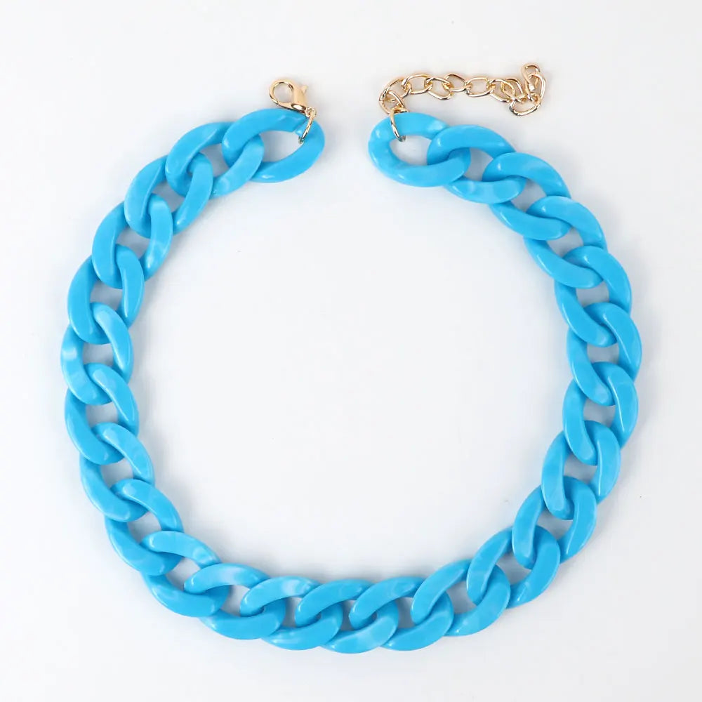 FishSheep-Collier de collier JoChoker en acrylique pour hommes et femmes, Rock Punk, Chunky Curb Optics, Bijoux Boho, 26 couleurs