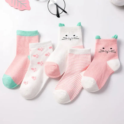 5 paires / lots de chaussettes en coton doux pour enfants garçons filles bébé bande de mode bande chaude automne hiver 0-8 ans chaussettes de dessin animé pour enfants