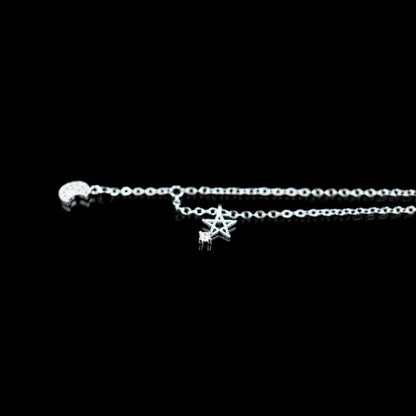 Bracelet en argent Sterling 925 en Zircon, étoile et lune, boucle de cheville, symbole Constellation, chaîne pour le pied, bijoux pour femmes et filles, cadeau, nouvelle tendance