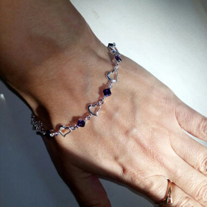 DOTEFFIL 925 en argent Sterling coeur violet Zircon Bracelet pour les femmes