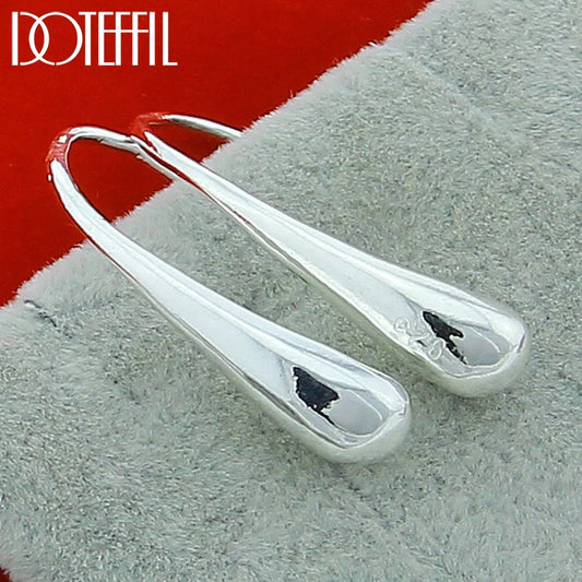 DOTEFFIL 925 en argent Sterling gouttelettes d'eau/gouttes de pluie boucles d'oreilles pour femme mariage fiançailles mode fête charme bijoux