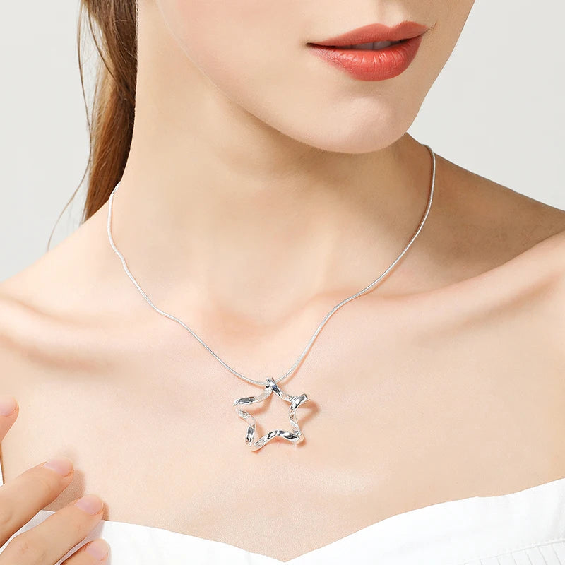 DOTEFFIL – collier avec pendentif étoile de mer en argent Sterling 925, chaîne serpent de 16 à 30 pouces pour femmes, bijoux de fiançailles de mariage à la mode