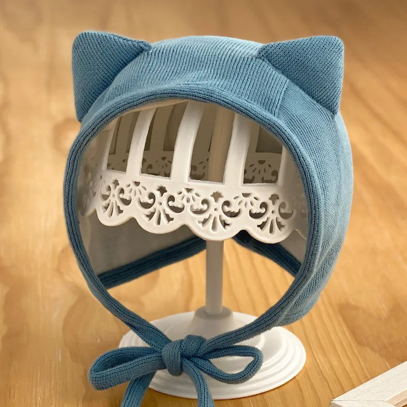 Mignon chat oreille bébé chapeau automne hiver doux bébé garçon fille casquette oreille couleur unie Protection chapeaux nouveau-né Bonnet Bonnet Enfant