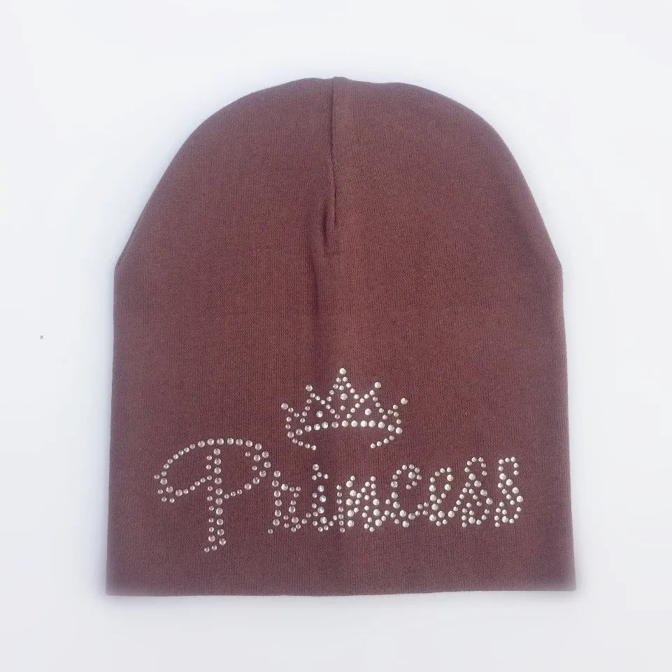 Bonnet de princesse en coton avec diamant pour bébé fille et garçon, casquette pour enfant en bas âge, automne