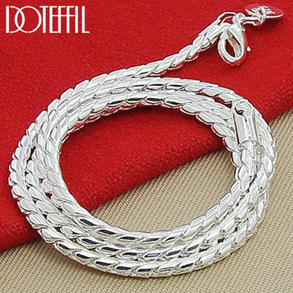DOTEFFIL 925 argent Sterling 5mm serpent chaîne collier femme homme mode Simple 20 pouces chaîne bijoux